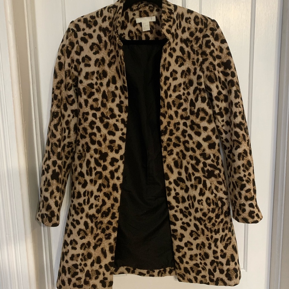 H&M Leopard Print Open Coat